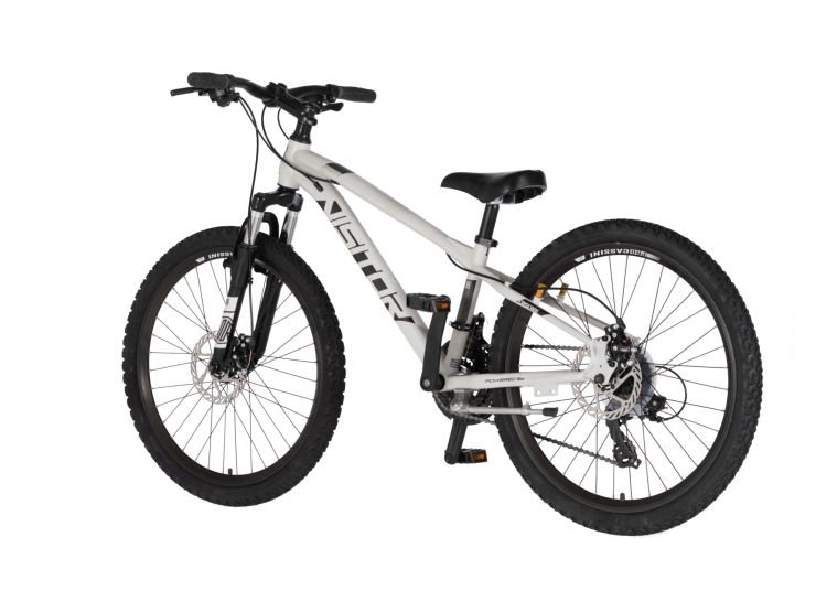 Bicikl junior 24 visitor cascade 24" amortizer 12" disk dupli 21 brzina 142-165cm (s) beli bicikl junior 24 visitor cascade visitor cascade 24 dečiji brdski bicikl beli disk kočnice 21