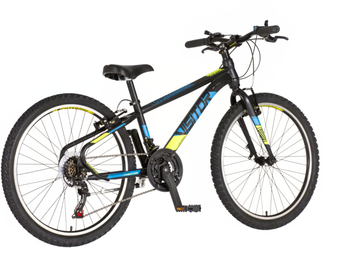 bicikl junior 24 visitor radiance visitor radiance 24 dečiji mtb bicikl crno žuti v-brake 21