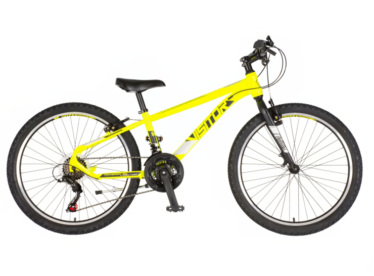Bicikl junior 24 visitor radiance 24" 12" v-brake 21 brzina 132-155cm (xs) neon žuti bicikl junior 24 visitor radiance visitor radiance junior bicikl 24 inča neon žuti v-brake 21