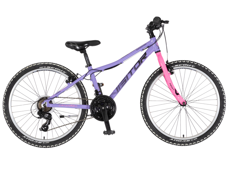 Bicikl junior 24 visitor proxy start 2.1 24" tvrda alu 13" v-brake 21 brzina 142-165cm (s) ljubičast bicikl junior 24 visitor proxy visitor proxy start 2.1 junior mtb bicikl 24 inča ljubičasti