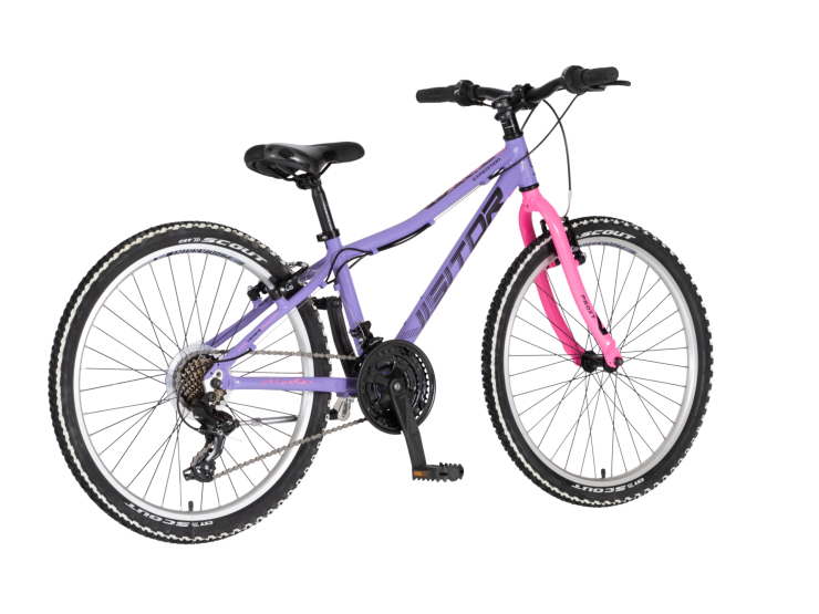 Bicikl junior 24 visitor proxy start 2.1 24" tvrda alu 13" v-brake 21 brzina 142-165cm (s) ljubičast bicikl junior 24 visitor proxy visitor proxy start 2.1 junior mtb bicikl 24 inča ljubičasti