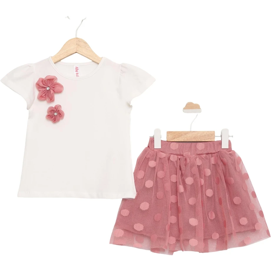 suknja i majica komplet t.roze za devojčice sa pamučnom postavom