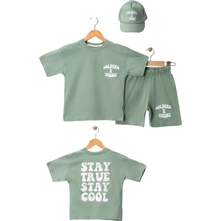 majica-šorc i kačket komplet majica šorc i kačket komplet za dečake zelene boje