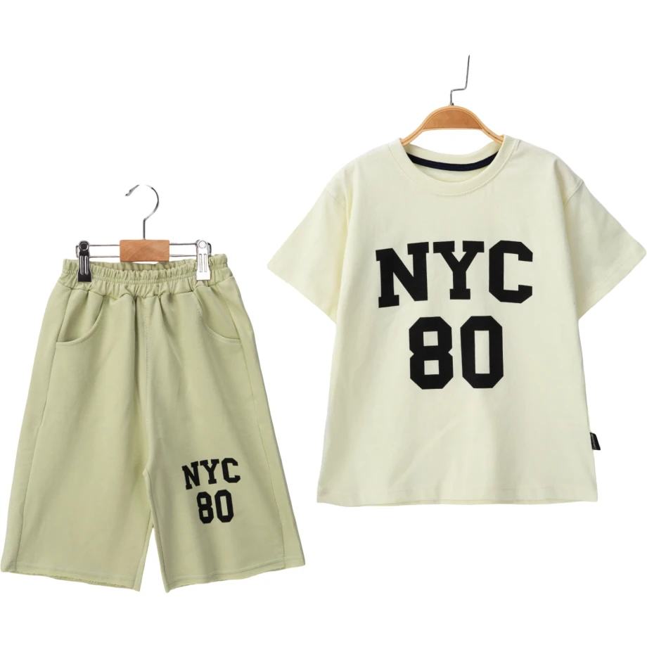 komplet majica i šorc nyc zeleni za dečake teddy kids