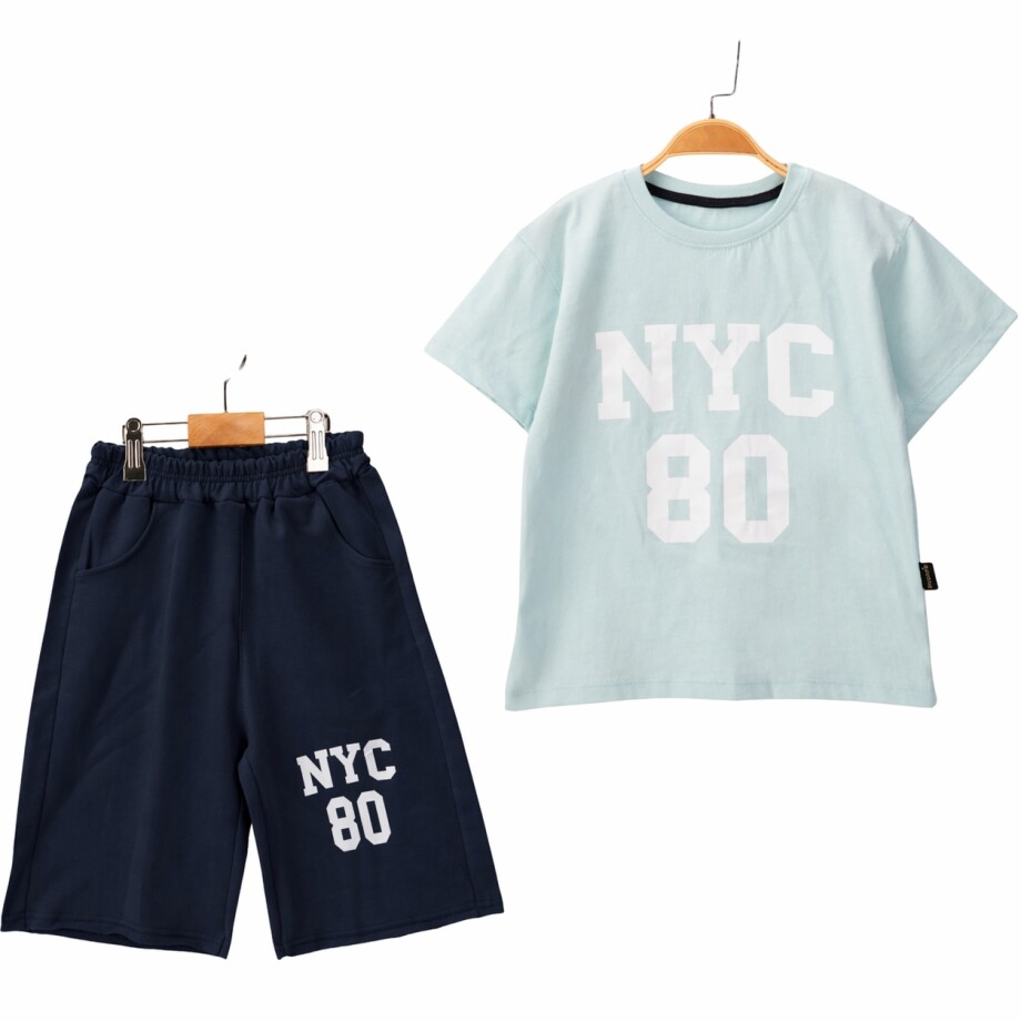 komplet majica i šorc nyc plavi za dečake 6-9 godina
