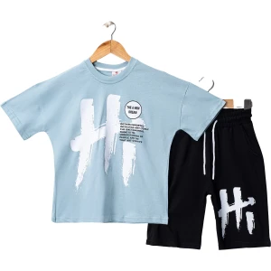 Majica i šorc komplet za dečake PLAVI 3-11god.