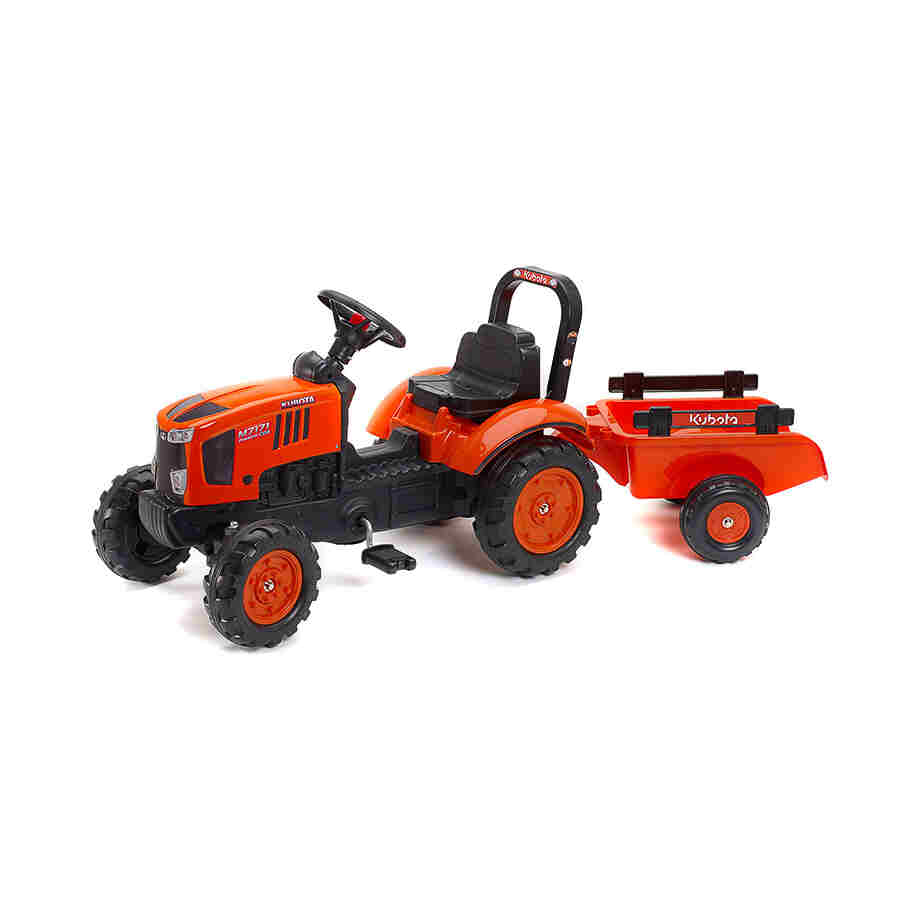 traktor kubota sa prikolicom na pedale za decu uzrasta 2 do 5 godina