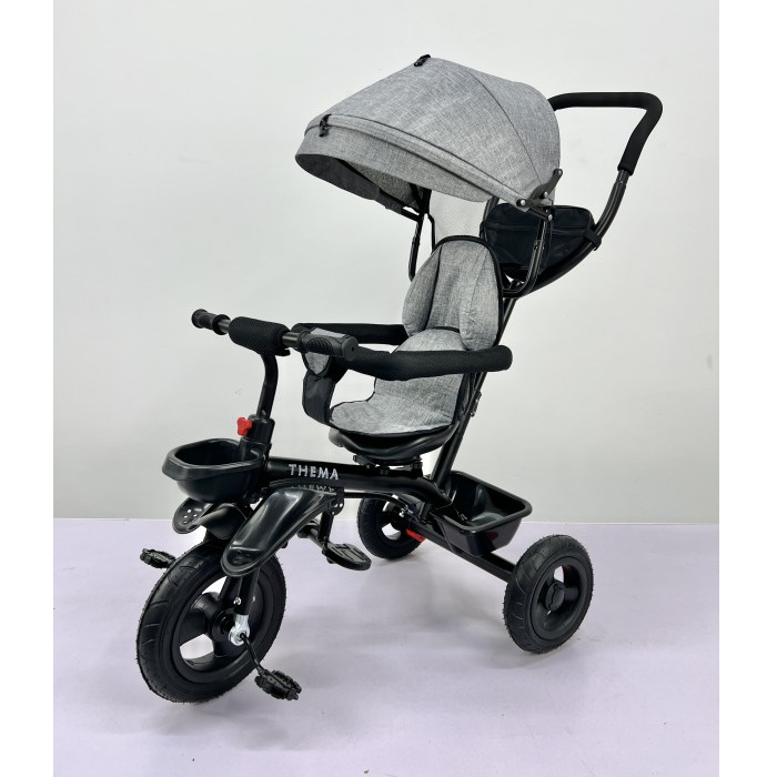 themasport tricikl ts-68 sivi metalni ram rotirajuće sedište točkovi od gume