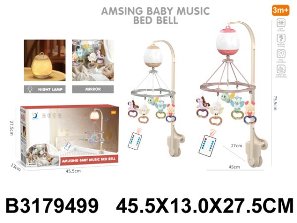 muzička vrteška za krevetac za bebe sa melodijama i noćnom lampom