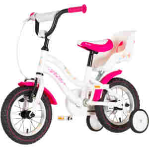 bicikl kids visitor dog 12 inch belo roze perla za devojčice