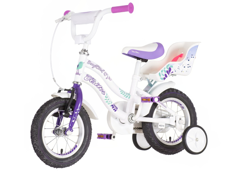 Bicikl kids visitor songbird 12" 7" v-brake kontra 95-115cm (12") belo ljubičasti perla bicikl kids visitor songbird 12 inča belo ljubičasti perla za devojčice