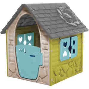 kućica za decu siva od otporne plastike sa vratima i prozorima