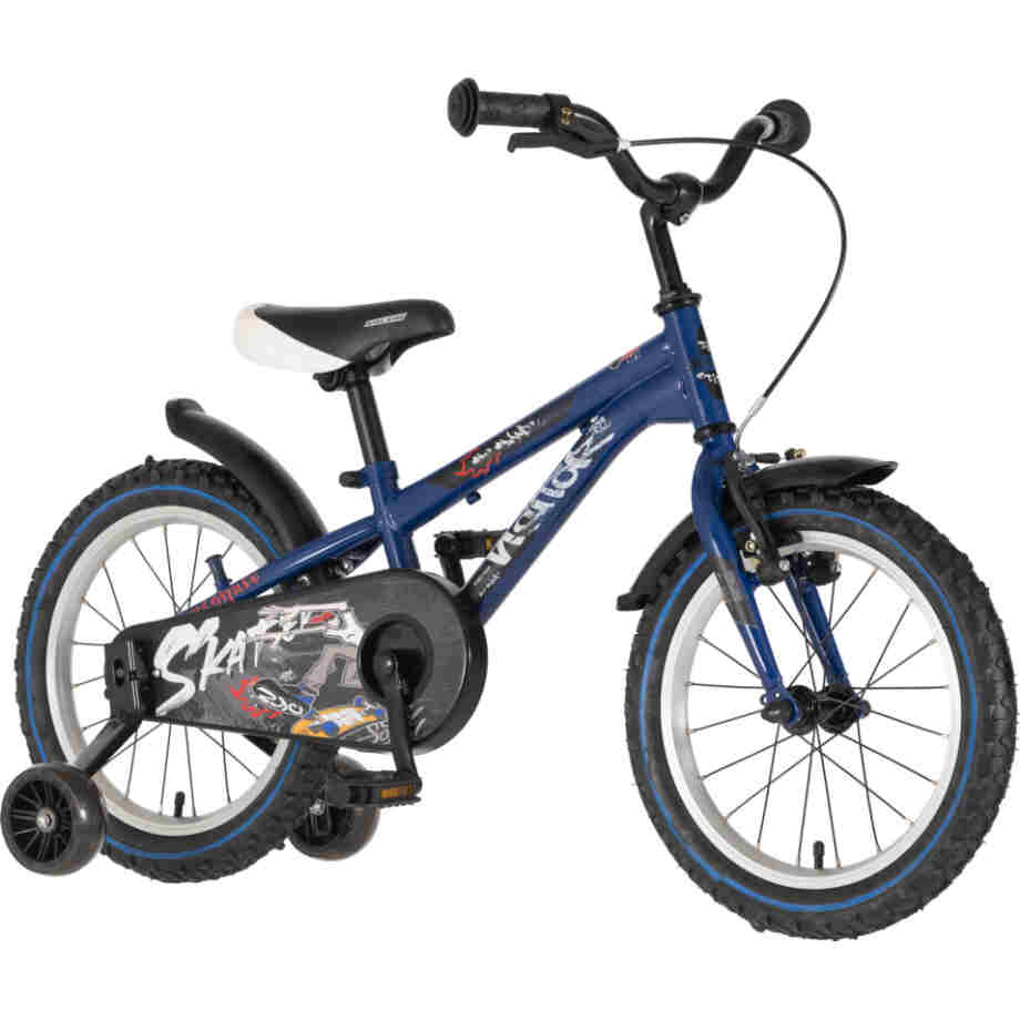 bicikl kids visitor beatskate 16" plavi perla sa pomoćnim točkićima za decu