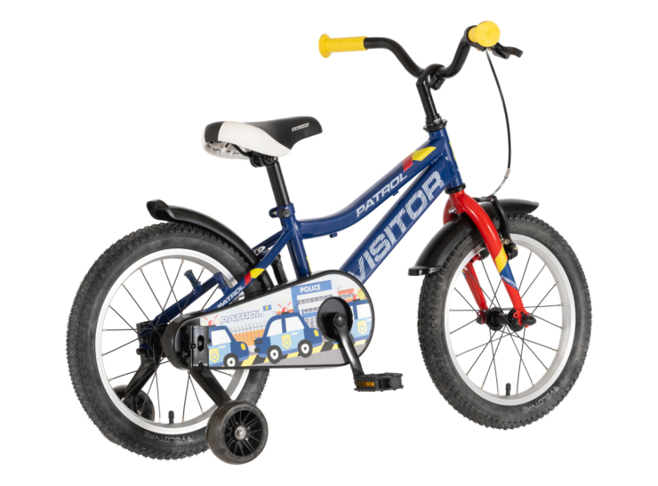 Bicikl kids visitor patrol 16" 9" v-brake kontra 105-125cm (16") plavi perla bicikl kids visitor patrol 16 visitor patrol 16 dečiji bicikl plavi perla sa pomoćnim točkićima