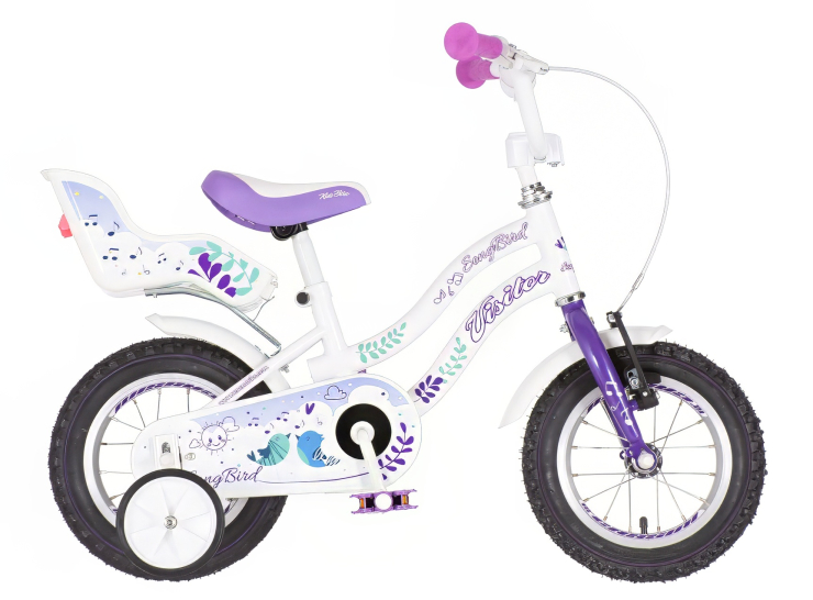 Bicikl kids visitor songbird 12" 7" v-brake kontra 95-115cm (12") belo ljubičasti perla bicikl kids visitor songbird 12 inča belo ljubičasti perla za devojčice