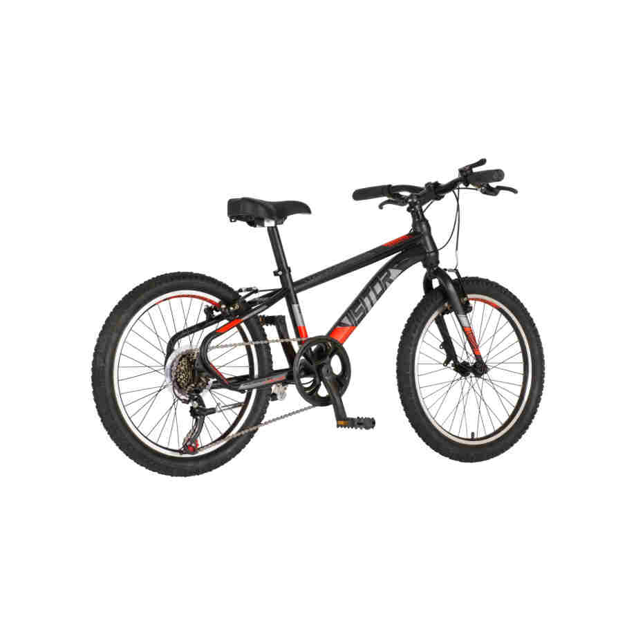 Bicikl junior 20 visitor radiance 20" 11" v-brake 6 brzina 120-142cm (xxs) crno crveni bicikl junior 20 visitor radiance visitor radiance 20 juniorski bicikl crno crveni 6 brzina v-brake