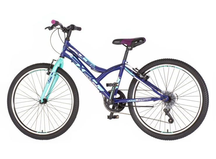 Bicikl junior 24 explorer spy 24" 13" v-brake 6 brzina 132-155cm(xs) plavi bicikl junior 24 explorer spy explorer spy junior bicikl 24 plavi sa čeličnim ramom