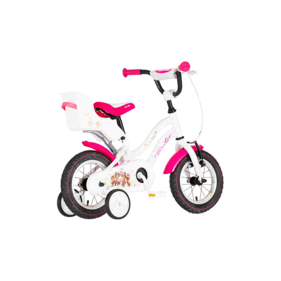 Bicikl kids visitor dog 12" 7" v-brake kontra 95-115cm (12") belo roze perla bicikl kids visitor dog 12 inch belo roze perla za devojčice