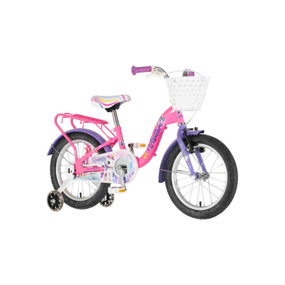 bicikl kids visitor unicorn 16 visitor unicorn 16 dečiji bicikl roze uv sjaj sa pomoćnim