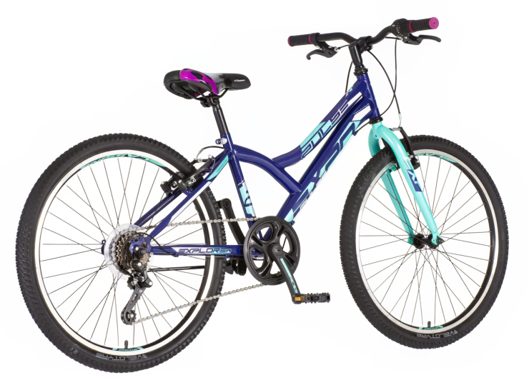 Bicikl junior 24 explorer spy 24" 13" v-brake 6 brzina 132-155cm(xs) plavi bicikl junior 24 explorer spy explorer spy junior bicikl 24 plavi sa čeličnim ramom