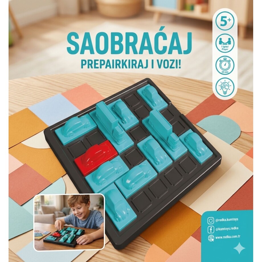 drvena logička igra saobraćaj preparkiraj i vozi sa automobilima
