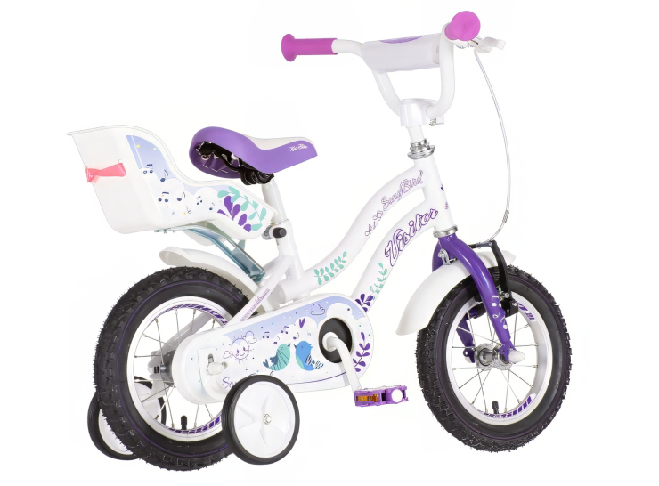 Bicikl kids visitor songbird 12" 7" v-brake kontra 95-115cm (12") belo ljubičasti perla bicikl kids visitor songbird 12 inča belo ljubičasti perla za devojčice