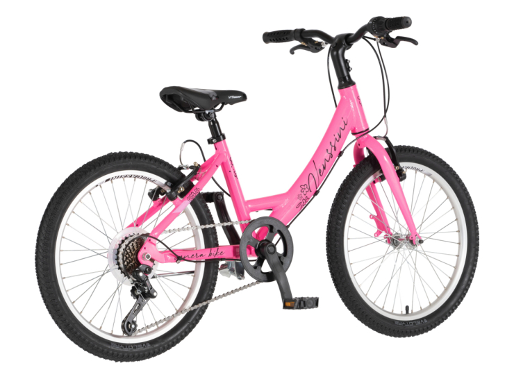 Bicikl junior 20 venssini parma alu 20" alu 12" v-brake 6 brzina 132-155cm (xs) roza bicikl junior 20 venssini parma venssini parma juniorski bicikl 20 inča roza aluminijumski ram v-brake