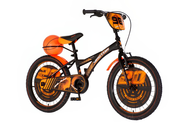 Qvy-1203052-03 Bicikl kids visitor basket 20" 10" v-brake kontra 115-135cm (20") crno narandžasti