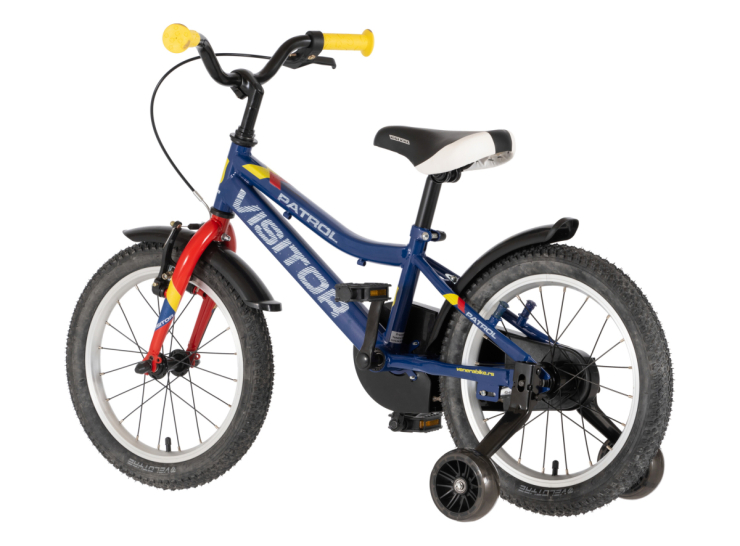 Bicikl kids visitor patrol 16" 9" v-brake kontra 105-125cm (16") plavi perla bicikl kids visitor patrol 16 visitor patrol 16 dečiji bicikl plavi perla sa pomoćnim točkićima