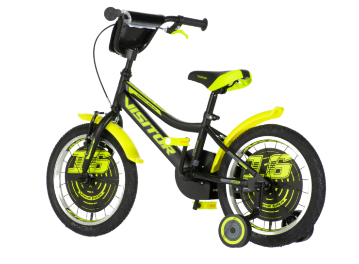 Bicikl kids visitor ranger 16" 9" v-brake kontra 105-125cm (16") crno žuti polu mat