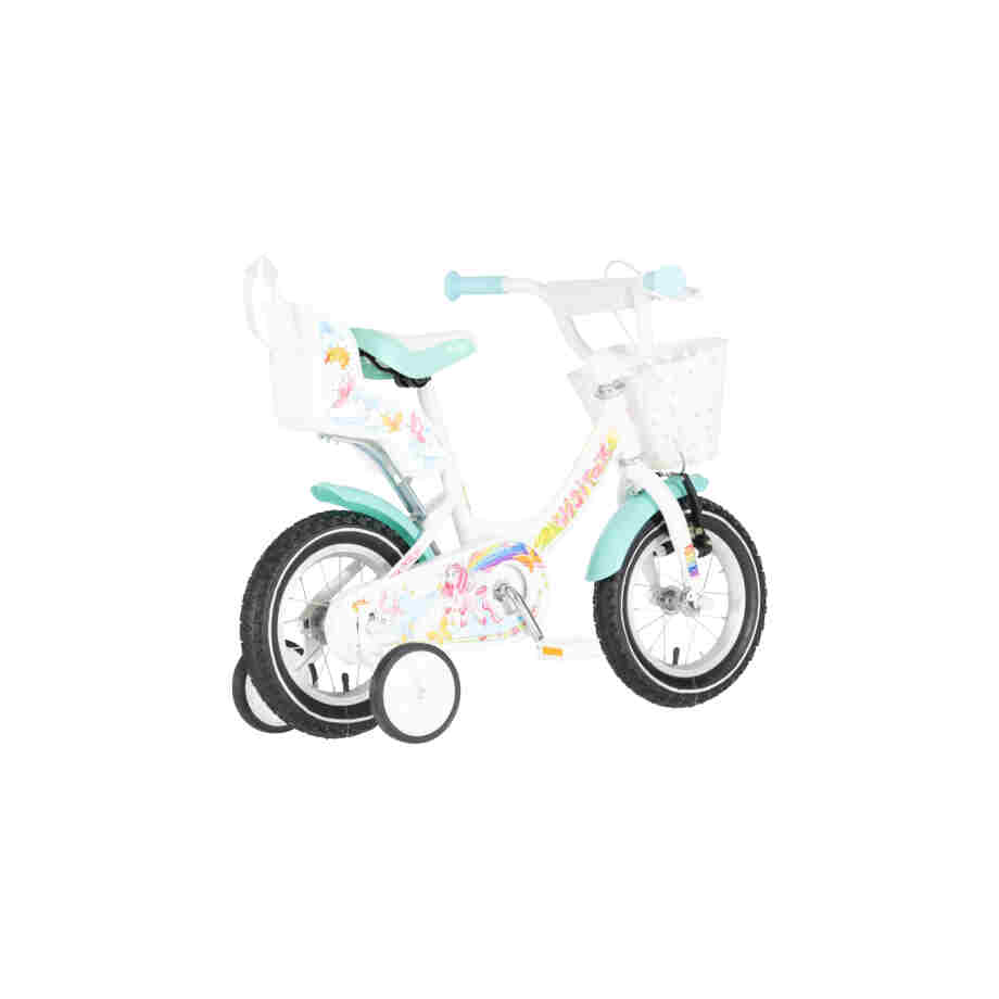 Bicikl kids visitor lola 12" 7" v-brake kontra 95-115cm (12") belo roze perla bicikl kids visitor lola 12 belo roze perla sa pomoćnim točkićima