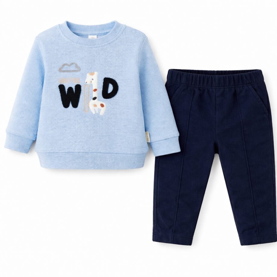 komplet za dečake wild plavi maibella dukerica i donji deo za bebe