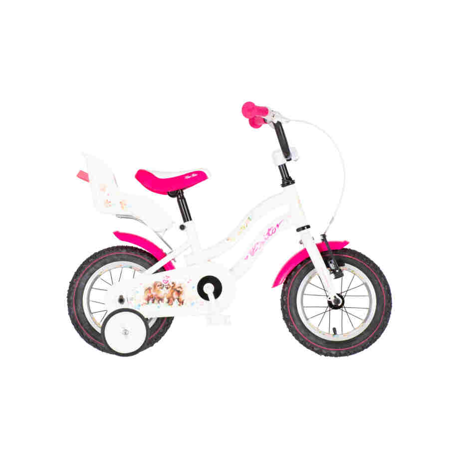 Bicikl kids visitor dog 12" 7" v-brake kontra 95-115cm (12") belo roze perla bicikl kids visitor dog 12 inch belo roze perla za devojčice