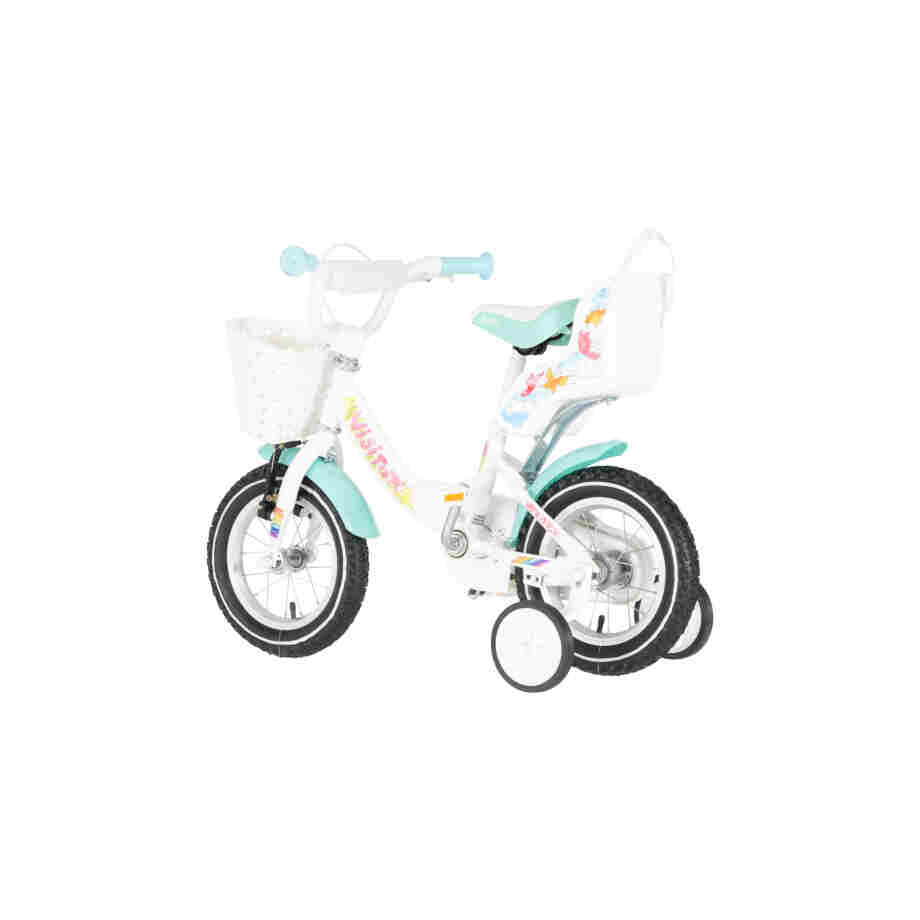 Bicikl kids visitor lola 12" 7" v-brake kontra 95-115cm (12") belo roze perla bicikl kids visitor lola 12 belo roze perla sa pomoćnim točkićima