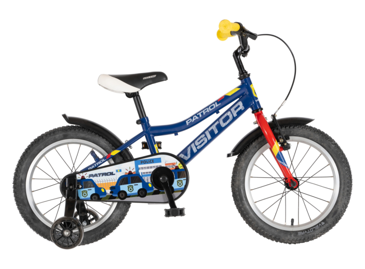 Bicikl kids visitor patrol 16" 9" v-brake kontra 105-125cm (16") plavi perla bicikl kids visitor patrol 16 visitor patrol 16 dečiji bicikl plavi perla sa pomoćnim točkićima