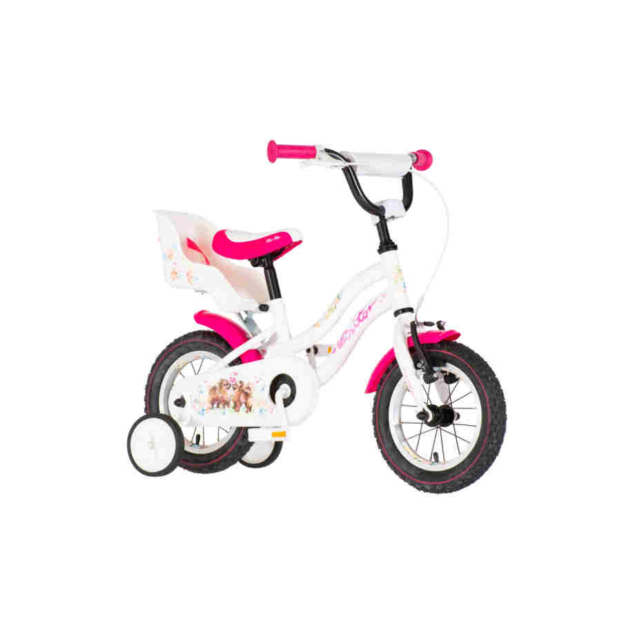 bicikl kids visitor dog 12 inch belo roze perla za devojčice