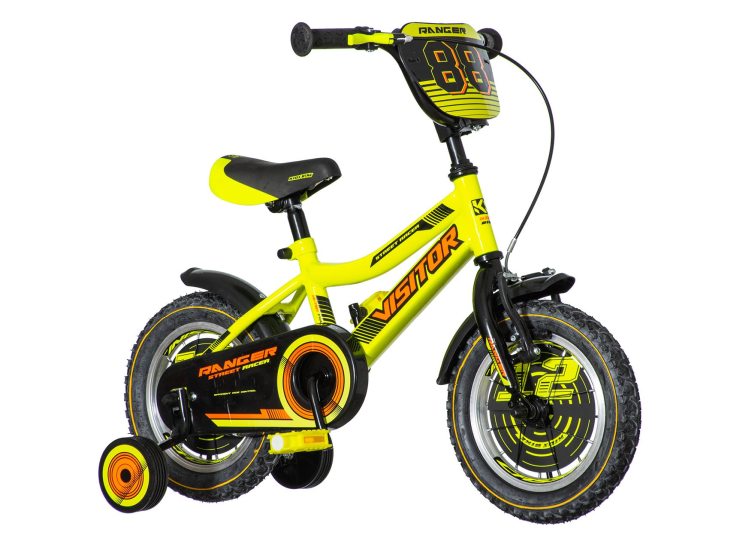 Bicikl kids visitor ranger 12" 8" v-brake kontra 95-115cm (12") neon žuti uv
