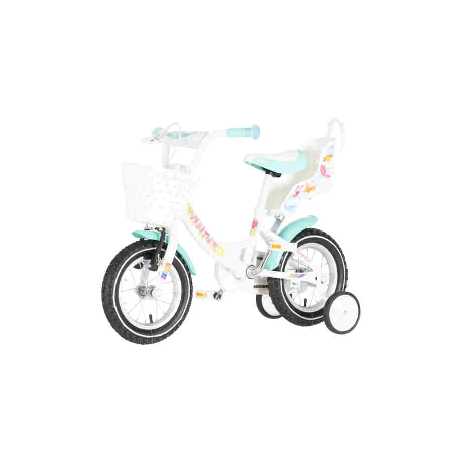 Bicikl kids visitor lola 12" 7" v-brake kontra 95-115cm (12") belo roze perla bicikl kids visitor lola 12 belo roze perla sa pomoćnim točkićima