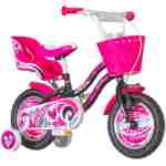 Bicikl kids visitor heart 12" 7" v-brake kontra 95-115cm (12") crno roze Bicikl kids visitor heart 12" 7" v-brake kontra 95-115cm (12") crno roze - Slika 1