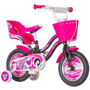 Bicikl kids visitor heart 12" 7" v-brake  kontra 95-115cm (12") crno roze
