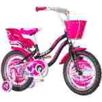 Bicikl kids visitor heart 16" 9" v-brake  kontra 105-125cm (16") crno roze - Slika 1