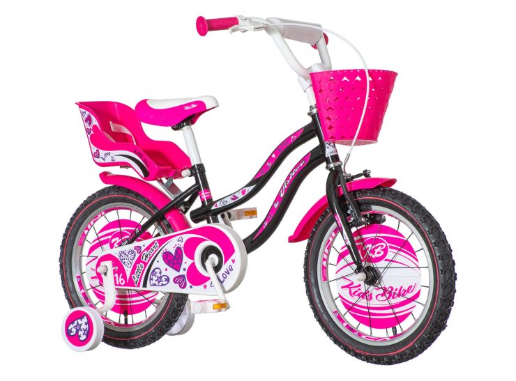 Bicikl kids visitor heart 16" 9" v-brake kontra 105-125cm (16") crno roze