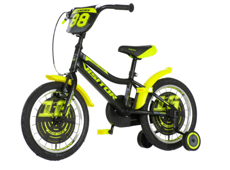 Bicikl kids visitor ranger 16" 9" v-brake kontra 105-125cm (16") crno žuti polu mat