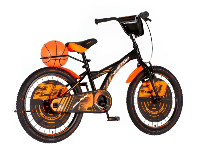 Bicikl kids visitor basket 20" 10" v-brake kontra 115-135cm (20") crno narandžasti Bicikl kids visitor basket 20" 10" v-brake kontra 115-135cm (20") crno narandžasti