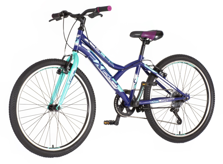 Bicikl junior 24 explorer spy 24" 13" v-brake 6 brzina 132-155cm(xs) plavi bicikl junior 24 explorer spy explorer spy junior bicikl 24 plavi sa čeličnim ramom