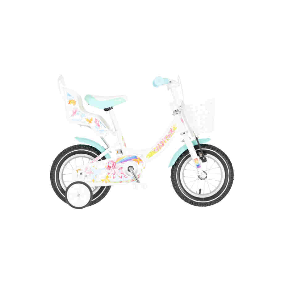 Bicikl kids visitor lola 12" 7" v-brake kontra 95-115cm (12") belo roze perla bicikl kids visitor lola 12 belo roze perla sa pomoćnim točkićima