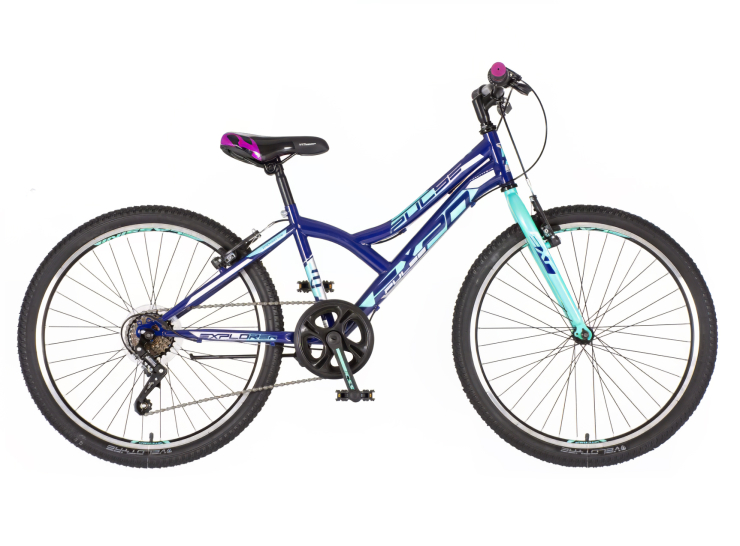 Bicikl junior 24 explorer spy 24" 13" v-brake 6 brzina 132-155cm(xs) plavi bicikl junior 24 explorer spy explorer spy junior bicikl 24 plavi sa čeličnim ramom