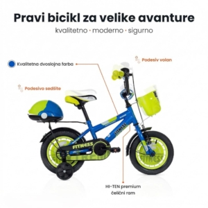 Dečija bicikla 12'' Fitness plavo-zelena Dečija bicikla 12'' Fitness plavo-zelena - Slika 3
