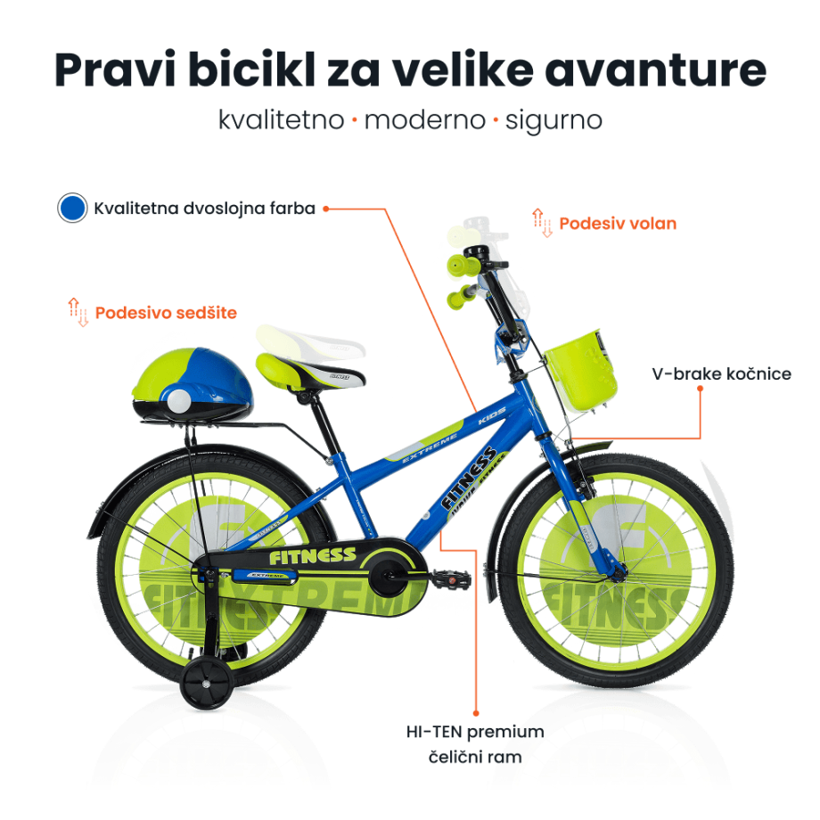 Dečija bicikla 20'' Fitness plavo-zeleni 20 Fitness info