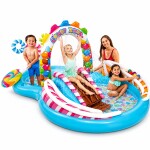 Vodeni park Candy Zone za decu 2+ intex sa toboganom i prskalicama Intex bazen za decu-igralište na naduvavanje